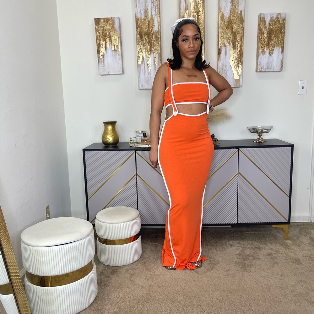 Orange Strappy Maxi Dress